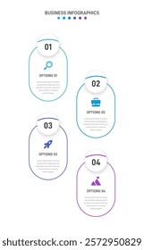 Vertical progress bar featuring 4 arrow-shaped elements, symbolizing the four stages of business strategy and progression. Clean timeline infographic design template. Vector for mobile presentation.