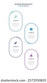 Vertical progress bar featuring 4 arrow-shaped elements, symbolizing the four stages of business strategy and progression. Clean timeline infographic design template. Vector for mobile presentation.