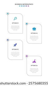 Vertical progress bar featuring 4 arrow-shaped elements, symbolizing the four stages of business strategy and progression. Clean timeline infographic design template. Vector for mobile presentation.