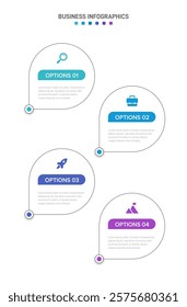 Vertical progress bar featuring 4 arrow-shaped elements, symbolizing the four stages of business strategy and progression. Clean timeline infographic design template. Vector for mobile presentation.