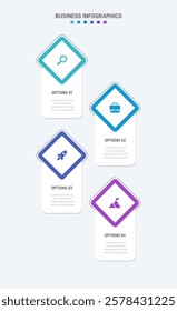 Vertical progress bar featuring 4 arrow-shaped elements, symbolizing the four stages of business strategy and progression. Clean timeline infographic design template. Vector for mobile presentation.