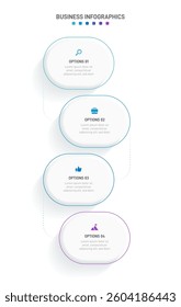 Vertical progress bar featuring 4 arrow-shaped elements, symbolizing the four stages of business strategy and progression. Clean timeline infographic design template. Vector for mobile presentation.
