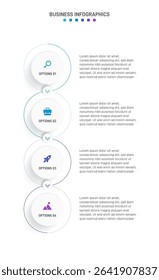 Vertical progress bar featuring 4 arrow-shaped elements, symbolizing the four stages of business strategy and progression. Clean timeline infographic design template. Vector for mobile presentation.