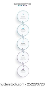 Barra de progreso de la Vertical con 5 Elementos en forma de flecha, que simbolizan las cinco etapas de la estrategia y la progresión empresarial. Plantilla de diseño de infografía de línea de tiempo limpia. Vector para presentación móvil.