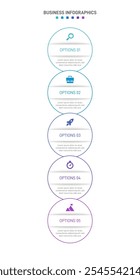 Vertical progress bar featuring 5 arrow-shaped elements, symbolizing the five stages of business strategy and progression. Clean timeline infographic design template. Vector for mobile presentation.