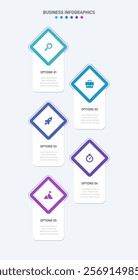 Vertical progress bar featuring 5 arrow-shaped elements, symbolizing the five stages of business strategy and progression. Clean timeline infographic design template. Vector for mobile presentation.