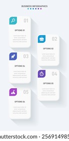 Vertical progress bar featuring 5 arrow-shaped elements, symbolizing the five stages of business strategy and progression. Clean timeline infographic design template. Vector for mobile presentation.