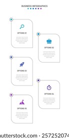 Vertical progress bar featuring 5 arrow-shaped elements, symbolizing the five stages of business strategy and progression. Clean timeline infographic design template. Vector for mobile presentation.