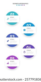 Vertical progress bar featuring 5 arrow-shaped elements, symbolizing the five stages of business strategy and progression. Clean timeline infographic design template. Vector for mobile presentation.