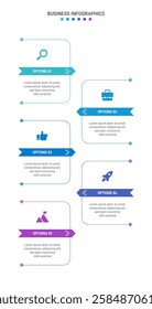 Vertical progress bar featuring 5 arrow-shaped elements, symbolizing the five stages of business strategy and progression. Clean timeline infographic design template. Vector for mobile presentation.