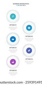 Vertical progress bar featuring 5 arrow-shaped elements, symbolizing the five stages of business strategy and progression. Clean timeline infographic design template. Vector for mobile presentation.