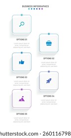 Vertical progress bar featuring 5 arrow-shaped elements, symbolizing the five stages of business strategy and progression. Clean timeline infographic design template. Vector for mobile presentation.