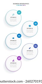 Vertical progress bar featuring 5 arrow-shaped elements, symbolizing the five stages of business strategy and progression. Clean timeline infographic design template. Vector for mobile presentation.
