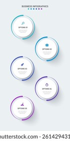 Vertical progress bar featuring 5 arrow-shaped elements, symbolizing the five stages of business strategy and progression. Clean timeline infographic design template. Vector for mobile presentation.