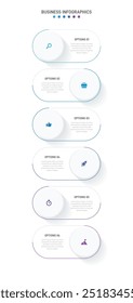 Vertical progress bar featuring 6 arrow-shaped elements, symbolizing the six stages of business strategy and progression. Clean timeline infographic design template. Vector for mobile presentation.