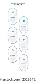 Vertical progress bar featuring 6 arrow-shaped elements, symbolizing the six stages of business strategy and progression. Clean timeline infographic design template. Vector for mobile presentation.