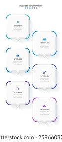 Vertical progress bar featuring 6 arrow-shaped elements, symbolizing the six stages of business strategy and progression. Clean timeline infographic design template. Vector for mobile presentation.