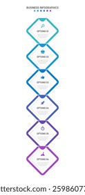 Vertical progress bar featuring 6 arrow-shaped elements, symbolizing the six stages of business strategy and progression. Clean timeline infographic design template. Vector for mobile presentation.