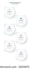 Vertical progress bar featuring 6 arrow-shaped elements, symbolizing the six stages of business strategy and progression. Clean timeline infographic design template. Vector for mobile presentation.