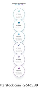 Vertical progress bar featuring 6 arrow-shaped elements, symbolizing the six stages of business strategy and progression. Clean timeline infographic design template. Vector for mobile presentation.