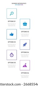 Vertical progress bar featuring 6 arrow-shaped elements, symbolizing the six stages of business strategy and progression. Clean timeline infographic design template. Vector for mobile presentation.