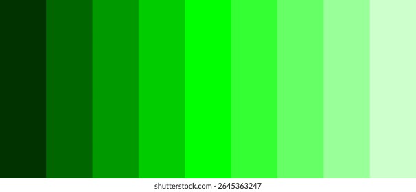 Vertical pure green gradient background showcasing a vibrant range of hues from dark forest green to light mint. Ideal for fresh design backdrops or color reference