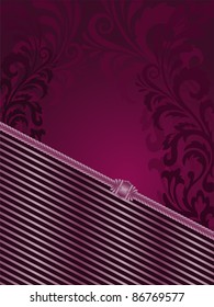 vertical purple background with stripes and filigree ornaments