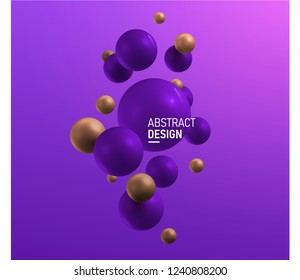 Vertical purple and gold balls. Abstract vector illustration. Modern design. Vector illustration eps 10
