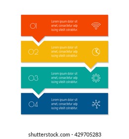 Vertical Puzzle Infographic Diagram With Four Options. Isolated Paper Sequence Banner For Tutorial. EPS10 Progress Steps Template.