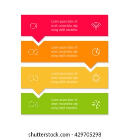 Vertical puzzle infographic diagram with four options. Isolated paper sequence banner for tutorial. EPS10 progress steps template.