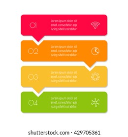 Vertical puzzle infographic diagram with four options. Isolated paper sequence banner for tutorial. EPS10 progress steps template.