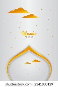 Afiche vertical ramadan color de oro blanco