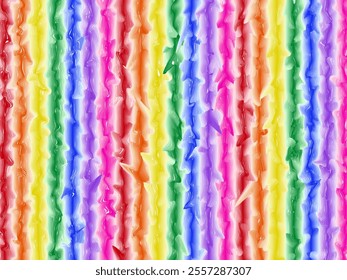 Vertical randomly rough textured lines in gradient rainbow colors, geometric pattern for background or wallpaper