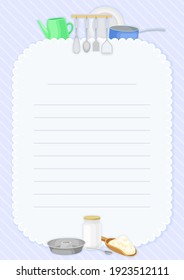 Vertical Recipe Card for Notes Making about Food Preparation Vector Template