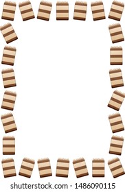 Vertical rectangle frame made of chocolate cakes