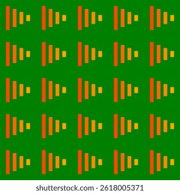 Vertical rectangle pattern abstract art. Orange color. Green background. 