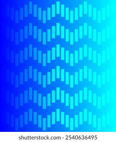 Vertical rectangle stripes. Abstract horizontal zigzag arrangement. Gradient between blue and aqua. 