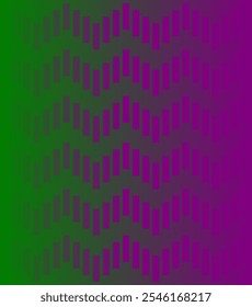 Vertical rectangle stripes. Abstract horizontal zigzag arrangement. Gradient between green and purple. 