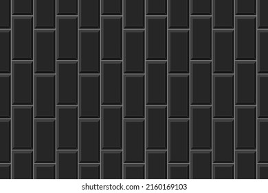 Diseño vertical de mosaico rectangular. La pared negra de cerámica o ladrillo es transparente. La cocina está resguardada del fondo o el fondo del cuarto de baño. Textura interior o exterior. Ilustración plana del vector