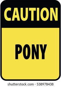 Vertical rectangular black and yellow warning sign of attention, prevention caution pony horses. On Board Trailer Sticker Please Pass Carefully Adhesive. Safety Products.