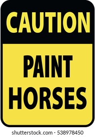 Vertical rectangular black and yellow warning sign of attention, prevention caution paint horses. On Board Trailer Sticker Please Pass Carefully Adhesive. Safety Products.