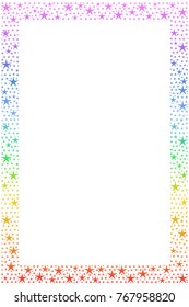 Vertical rectangular colored rainbow frame of stars. Isolated vector image.