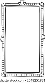 Vertical rectangular frame featuring decorative corners and a striped border, creating a simple yet elegant design suitable for various graphic design projects