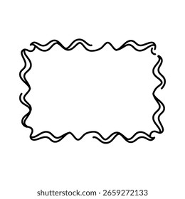 Vertical rectangular frame with a simple, hand-drawn wavy border. A minimalist and whimsical outline for creative text boxes or designs.