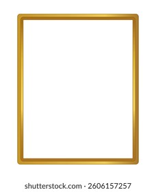 Vertical rectangular gold frame with elegant, luxury design. Ideal for decoration, invitations, vintage templates, ornate cards. Metallic golden border, stylish and premium look for classic and modern