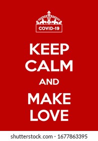 Vertical rectangular red-white motivation coronavirus COVID-19 poster based in vintage retro style Keep clam