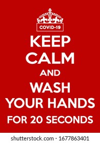 Vertical rectangular red-white motivation coronavirus COVID-19 poster based in vintage retro style Keep clam