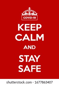 Vertical rectangular red-white motivation coronavirus COVID-19 poster based in vintage retro style Keep clam