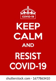 Vertical rectangular red-white motivation coronavirus COVID-19 poster based in vintage retro style Keep clam