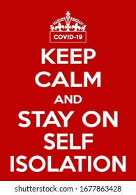 Vertical rectangular red-white motivation coronavirus COVID-19 poster based in vintage retro style Keep clam